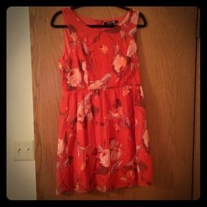Orange red floral dress